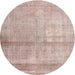 Square Machine Washable Contemporary Light Copper Gold Rug, wshcon376