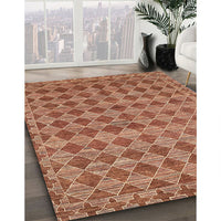 Contemporary Mahogany Brown Modern Rug, con379