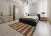 Machine Washable Contemporary Orange Brown Rug in a Bedroom, wshcon381