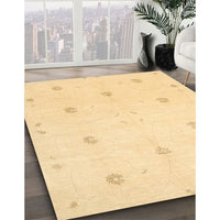 Contemporary Chrome Gold Yellow Solid Rug, con384