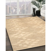 Contemporary Brown Gold Solid Rug, con385