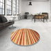 Round Machine Washable Contemporary Fire Red Rug in a Office, wshcon386