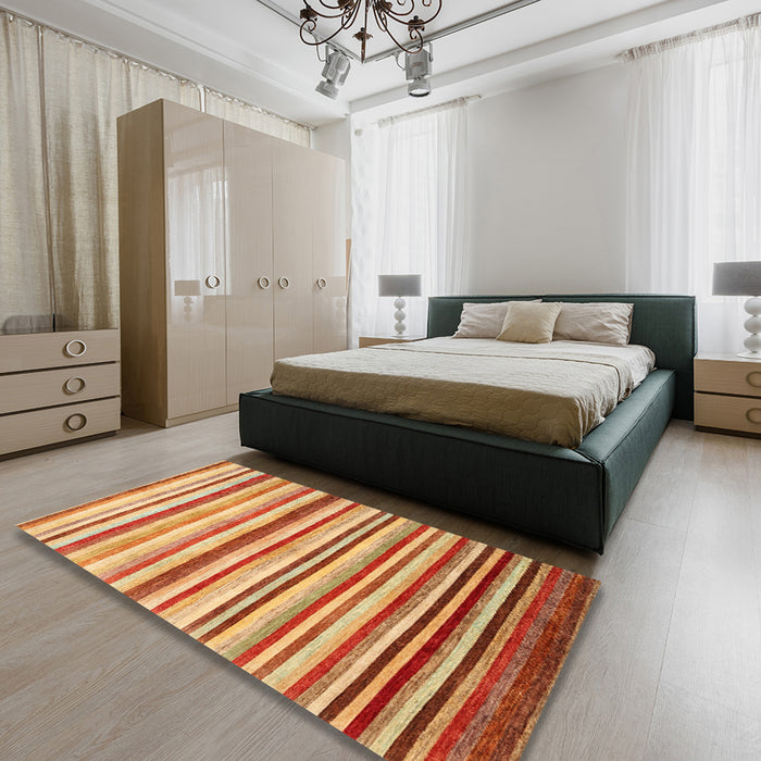 Contemporary Red Modern Rug in a Bedroom, con386