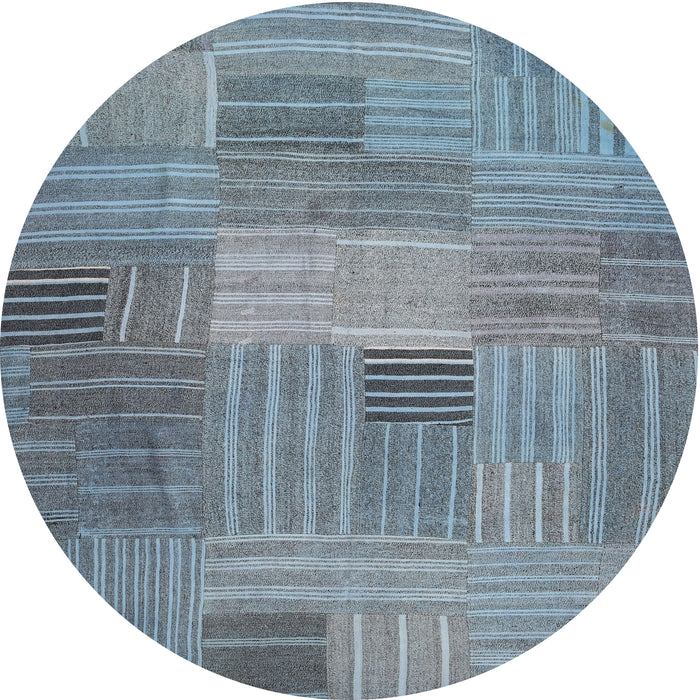 Square Machine Washable Contemporary Marble Blue Rug, wshcon388