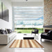 Square Contemporary Sun Yellow Modern Rug in a Living Room, con389