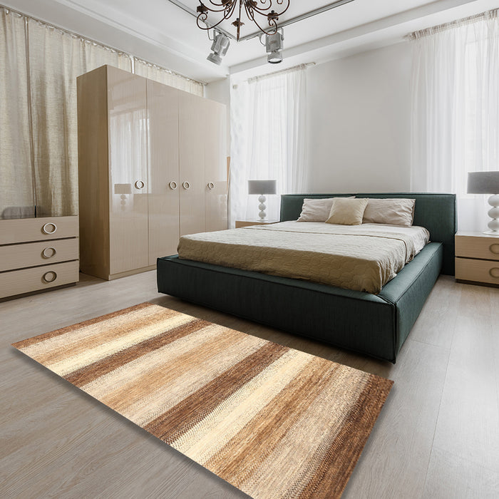 Contemporary Sun Yellow Modern Rug in a Bedroom, con389