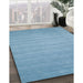 Contemporary Denim Blue Modern Rug in Family Room, con38