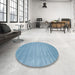 Round Contemporary Denim Blue Modern Rug in a Office, con38