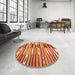Round Machine Washable Contemporary Red Rug in a Office, wshcon391
