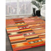 Contemporary Red Patchwork Rug in Family Room, con391