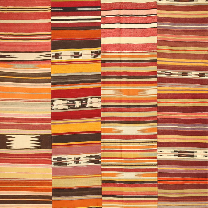 Contemporary Red Patchwork Rug, con391