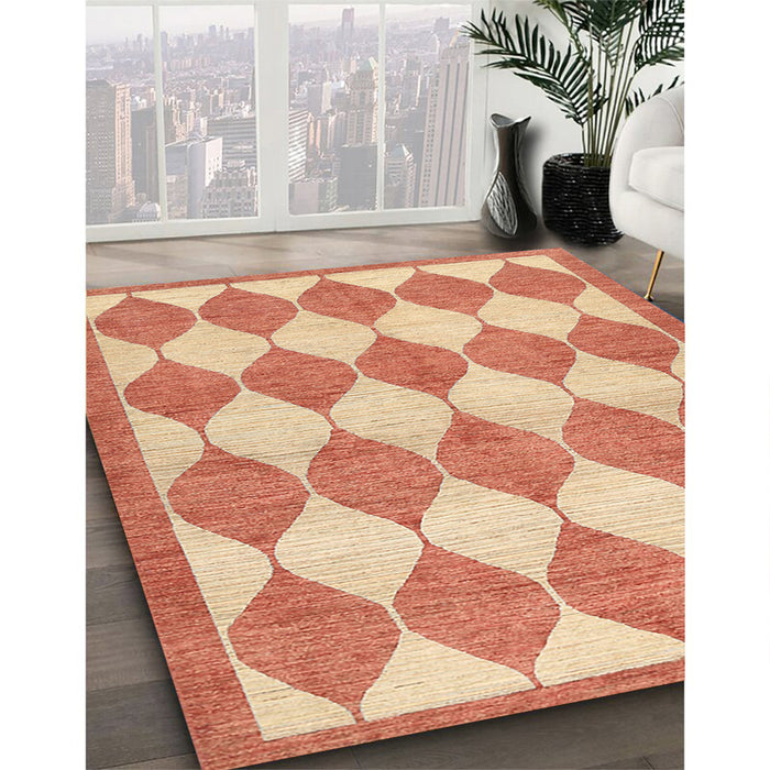 Machine Washable Contemporary Bright Orange Rug in a Family Room, wshcon392