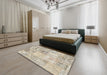 Machine Washable Contemporary Wheat Beige Rug in a Bedroom, wshcon397