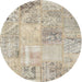 Sideview of Contemporary Wheat Beige Patchwork Rug, con397