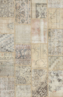 Contemporary Wheat Beige Patchwork Rug, con397