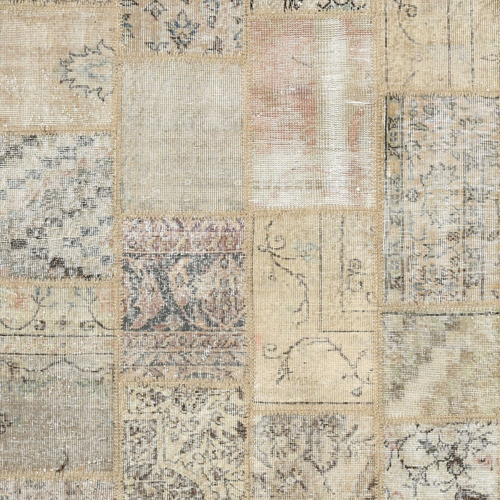 Contemporary Wheat Beige Patchwork Rug, con397