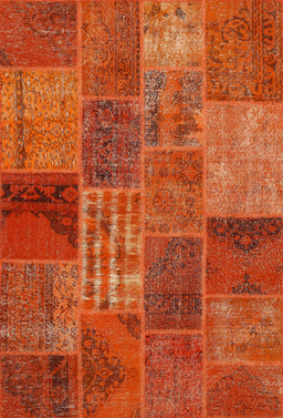 Contemporary Red Patchwork Rug, con399