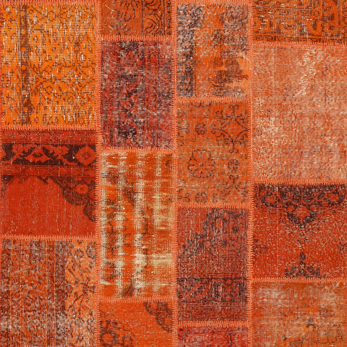 Contemporary Red Patchwork Rug, con399