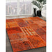 Contemporary Red Patchwork Rug in Family Room, con399