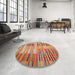 Round Machine Washable Contemporary Brown Green Rug in a Office, wshcon401