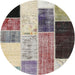 Sideview of Contemporary Desert Sand Beige Patchwork Rug, con404