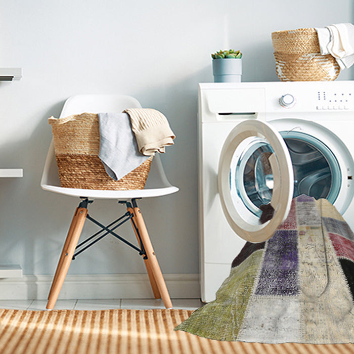 Machine Washable Contemporary Desert Sand Beige Rug in a Washing Machine, wshcon404