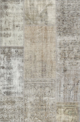 Contemporary Khaki Green Patchwork Rug, con405