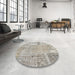 Round Machine Washable Contemporary Khaki Green Rug in a Office, wshcon405