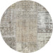 Sideview of Contemporary Khaki Green Patchwork Rug, con405