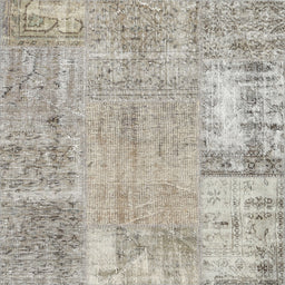 Square Contemporary Khaki Green Patchwork Rug, con405