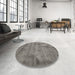 Round Contemporary Gunmetal Gray Modern Rug in a Office, con408