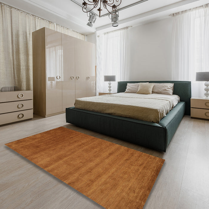 Contemporary Mahogany Brown Modern Rug in a Bedroom, con40