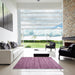 Square Contemporary Pink Modern Rug in a Living Room, con412