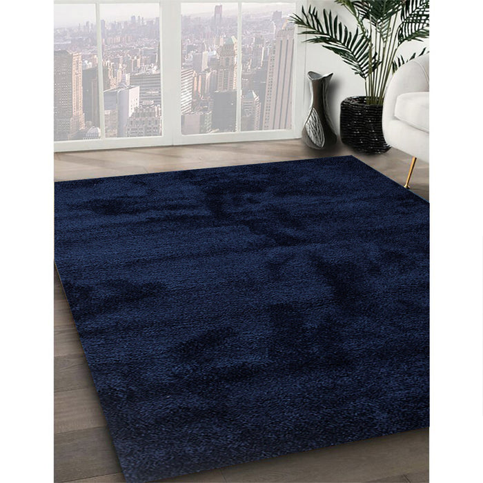 Machine Washable Contemporary Night Blue Rug in a Family Room, wshcon413