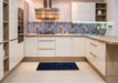 Contemporary Blue Modern Rug in a Kitchen, con413