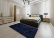 Machine Washable Contemporary Night Blue Rug in a Bedroom, wshcon413