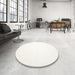 Round Contemporary Beige Solid Rug in a Office, con414