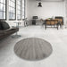 Round Machine Washable Contemporary Army Brown Rug in a Office, wshcon415