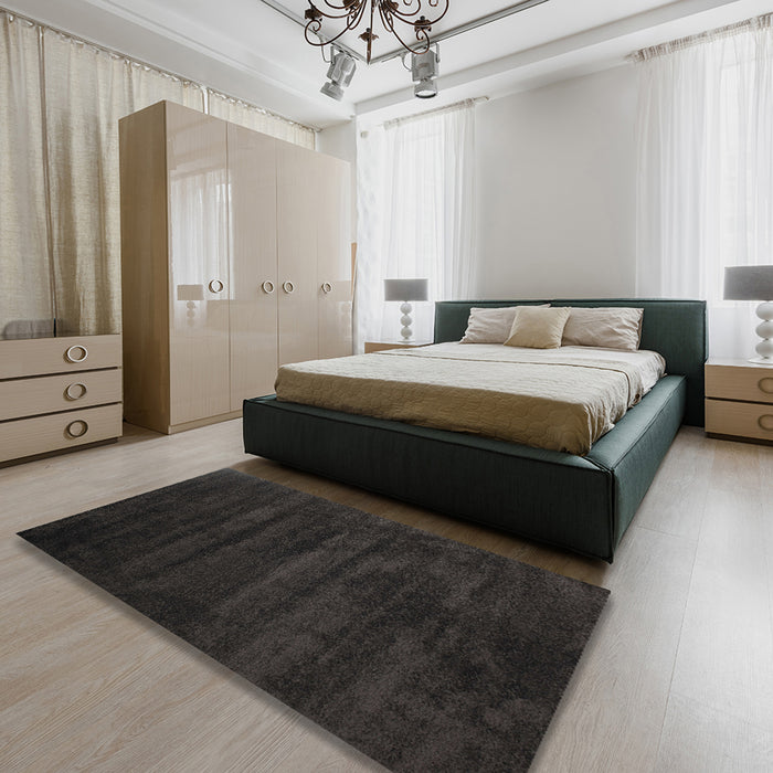Contemporary Mid Gray Modern Rug in a Bedroom, con418