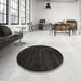 Round Contemporary Mid Gray Modern Rug in a Office, con418