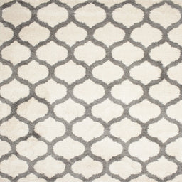 Square Contemporary Champagne Beige Trellis Rug, con419