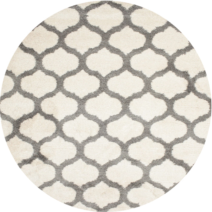 Sideview of Contemporary Champagne Beige Trellis Rug, con419