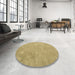 Round Contemporary Caramel Brown Modern Rug in a Office, con421