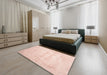 Contemporary Deep Peach Orange Modern Rug in a Bedroom, con423