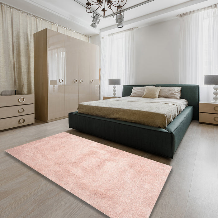 Machine Washable Contemporary Deep Peach Orange Rug in a Bedroom, wshcon423