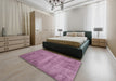 Contemporary Pink Modern Rug in a Bedroom, con425