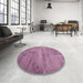 Round Contemporary Pink Modern Rug in a Office, con425