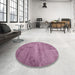 Round Machine Washable Contemporary Cadillac Pink Rug in a Office, wshcon425