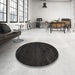 Round Contemporary Black Modern Rug in a Office, con428