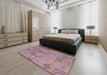 Machine Washable Contemporary Tulip Pink Rug in a Bedroom, wshcon433